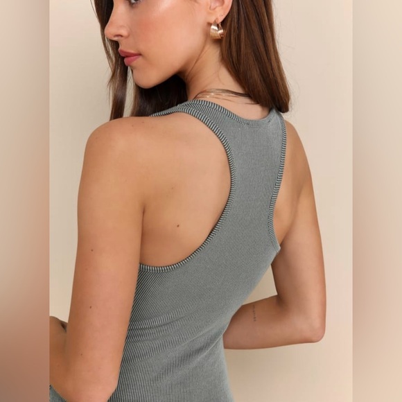 Lulu's Gray Ribbed Knit Top - Picture 4 of 4